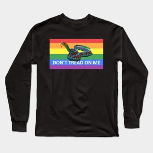 Gay Pride LGBTQ Rainbow Snake Don't Tread on Me white letters Long Sleeve T-Shirt